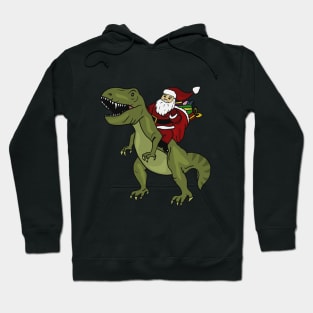 Dinosaur Christmas Gift Xmas T Rex Santa Funny Hoodie